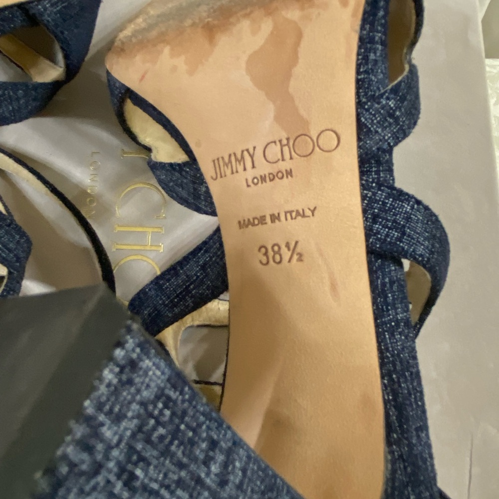 🆕 Jimmy Choo Dillan Cage Denim Sandals Heels,in Box - Picture 8 of 8